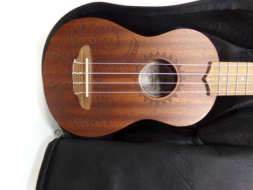 Luna Tattoo Soprano Ukulele Mahogany with Snark Super Tight ST-2 Tuner - Image 4 of 4