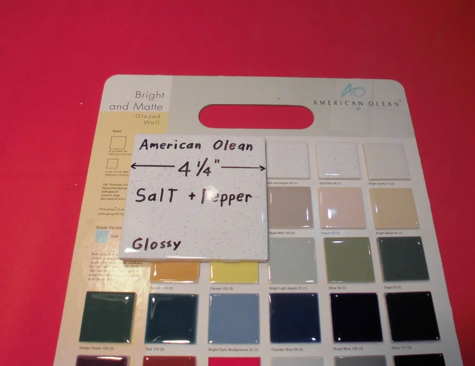 1 pc. Azulejo de cerámica brillante sal + pimienta de American Olean 4-1/4" nuevo stock, como nuevo Foto 4 de 4