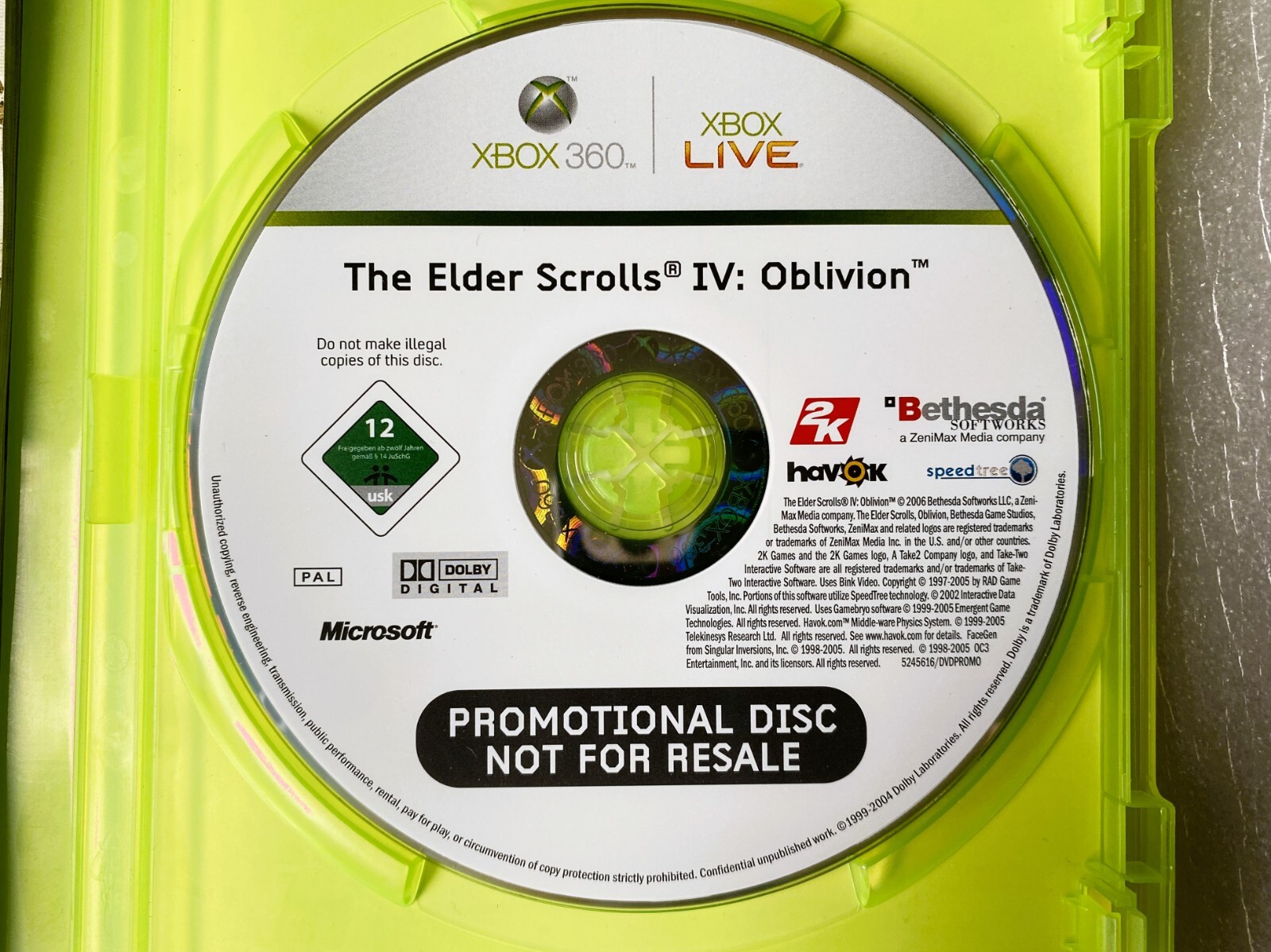 The Elder Scrolls IV Oblivion XBOX 360 PROMO Promotional Microsoft Xbox ...