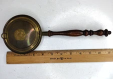 Antique Silent Butler Ash Crumb Catcher Brass Wooden Handle London Coat of Arms