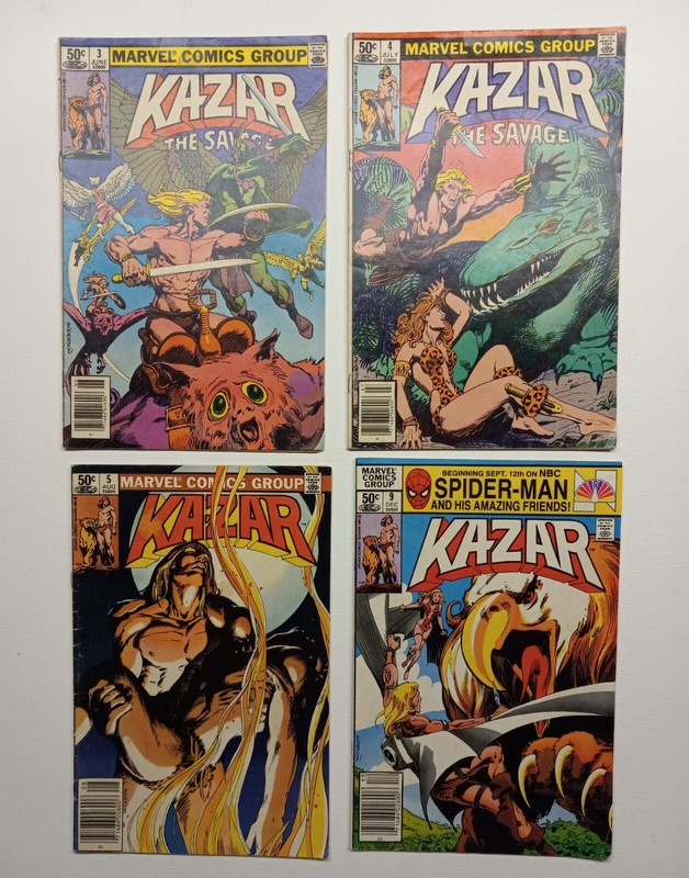KAZAR THE SAVAGE 4 COMIC LOT #3 4 5 9 MARVEL BRONZE AGE