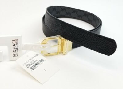 MICHAEL Michael Kors Reversible Leather Belt L Black Gold Buckle NEW Michael Kors Women main image 3