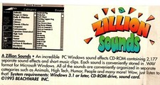 A ZILLION SOUNDS COLLECTION - CD-ROM - 1995 Beachware Inc -VINTAGE -2,177 sounds