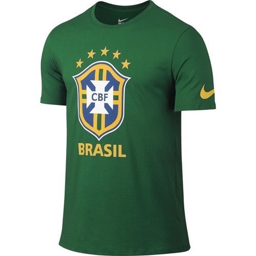 Nike Men's CBF Brazil Football Crest Short Sleeve Green Soccer Shirt | eBay