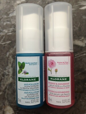 New:  Klorane Duo Sprays--SOS Serum with Peony, and Anti-Pollution Mist 