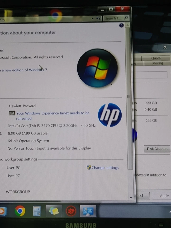 HP Pro 3400/3500 Mid Tower i5-3470 - 8GB RAM - 250GB HDD - Image 2 of 4