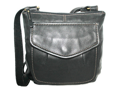 FOSSIL Key Per Black Pebbled Leather Multipocket Crossbody Organizer Bag SHB4520