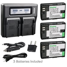 LP-E6 Battery  Dual LCD Charger for Canon EOS 5DS, 5DS R, 5D Mark II, 6D, 7DSV