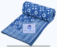 Indian Handmade Quilt Vintage Kantha Bedspread Throw Cotton Blanket Twin Gudari