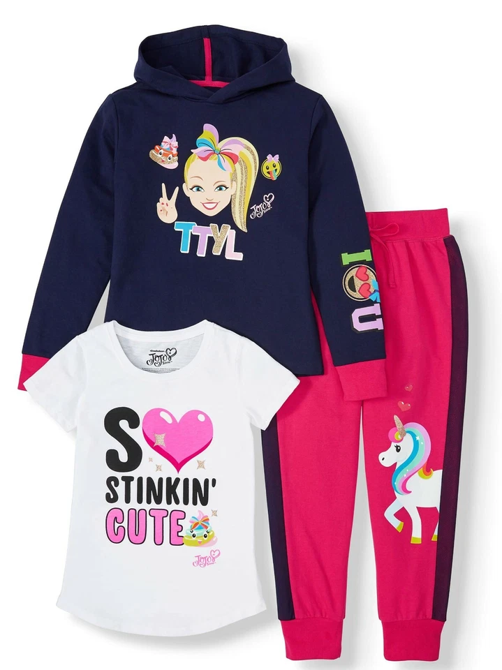 New Jojo Siwa Unicorn Graphic Hoodie, Top and Sweatpants 6/6X 7/8 10/12 - Image 1 of 1