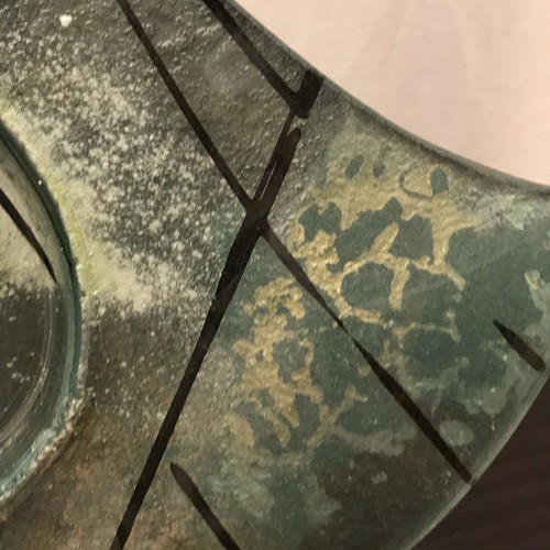 Signed Art Glass Tray, Handmade, Hand Painted, Reverse Painted and Sealed F1. - Picture 7 of 9