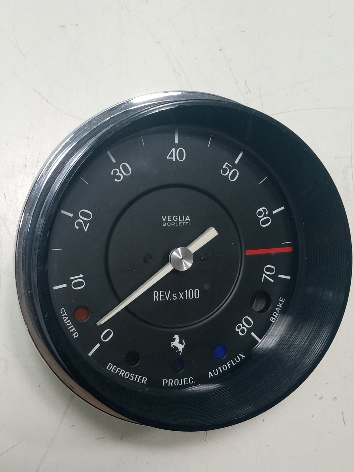 Ferrari 330 Tachometer RPM Gauge_Veglia_Chrome Bezel_Made in Italy_GENUINE