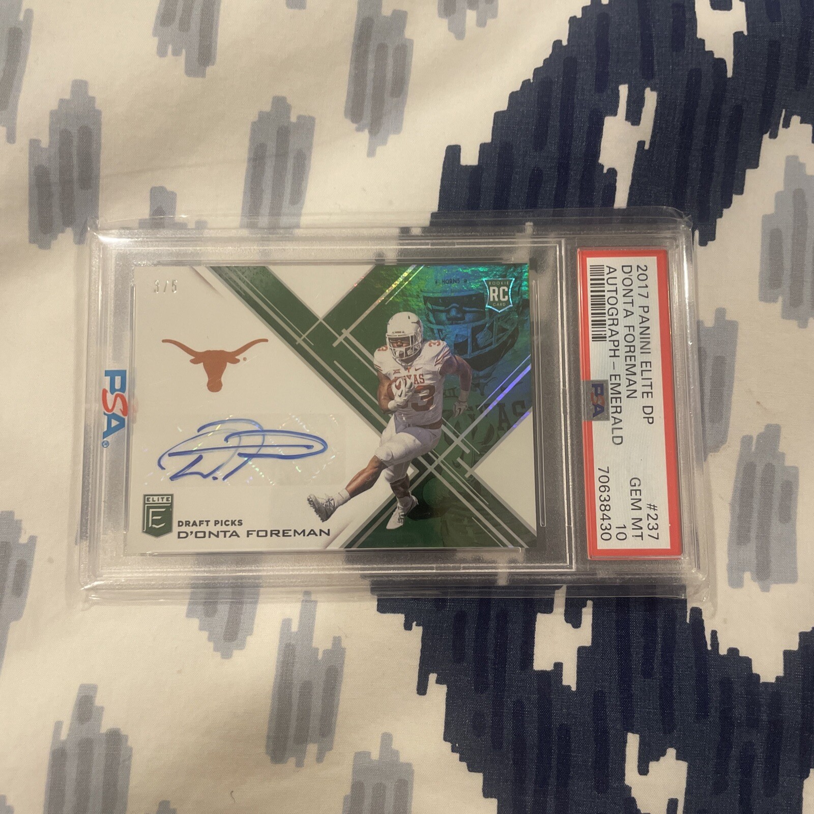 D'Onta Foreman Panini Elite Draft Picks #237 Autograph-Emerald