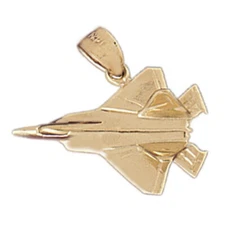 New 14k Gold Fighter Jet Charm Pendant