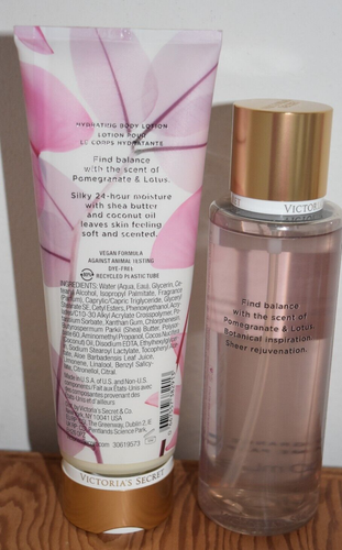 2 New Victoria's Secret Pomegranate & Lotus Fragrance Body Mist & Lotion Lot - Picture 7 of 8