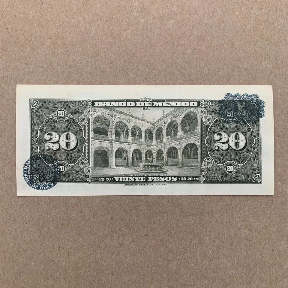 1961 Mexican 20 Pesos Banco de Mexico Currency Paper Money American Banknote Co. - Image 3 of 4