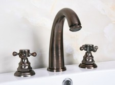 ORB Brass Widespread 3 Holes Bathroom Faucet Cross Handles Mixer Tap Qnf438