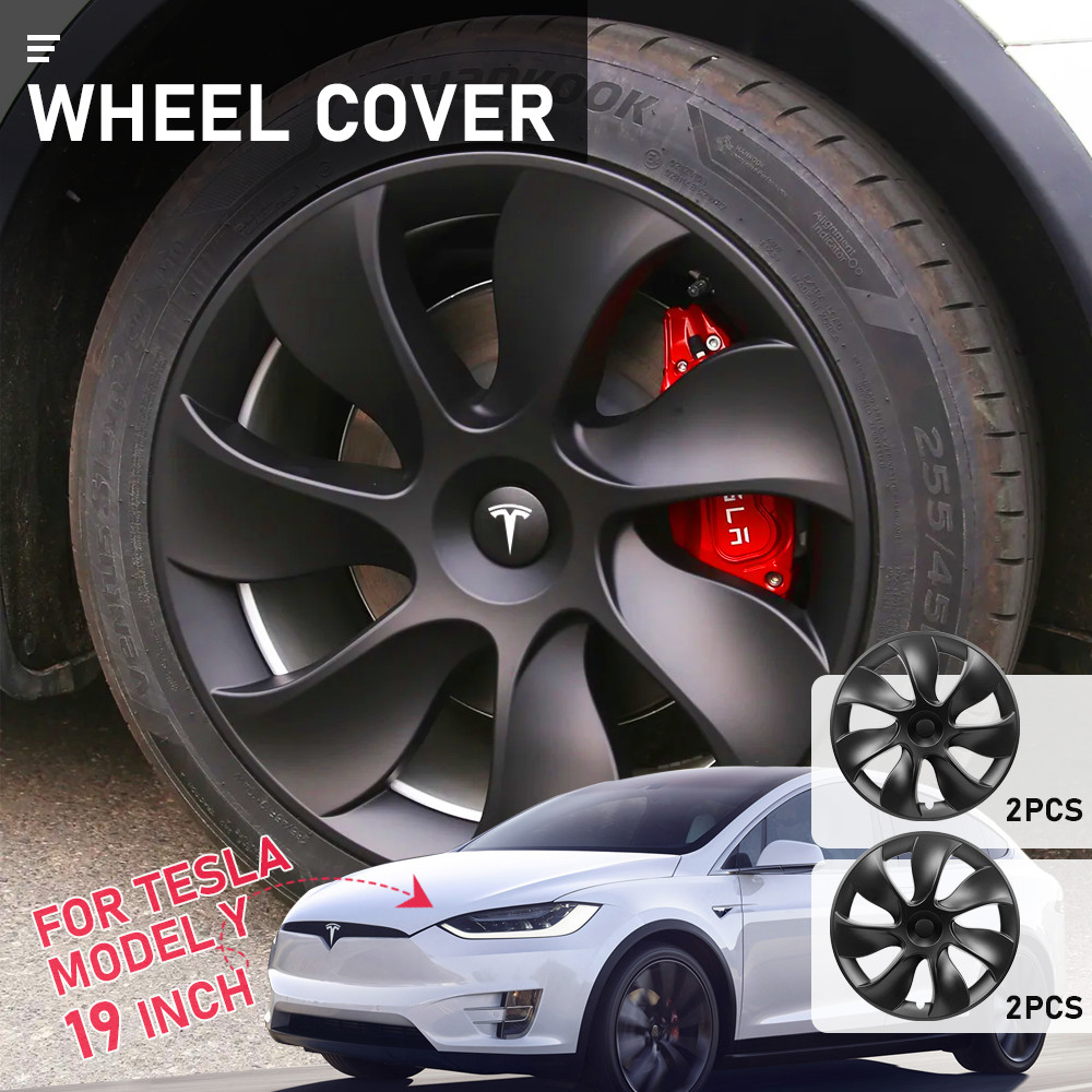 Tesla Model Y Wheel Cover Caps 19 Inch Rim Hubcap Hub Cap Matt Black Set of 4