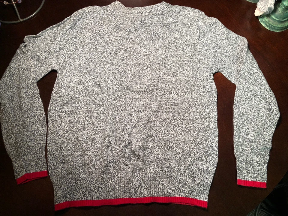CHEROKEE Boys Sz L (12-14) Gray W/ Red Lining Pattern Long Sleeve Sweater - Image 3 of 3