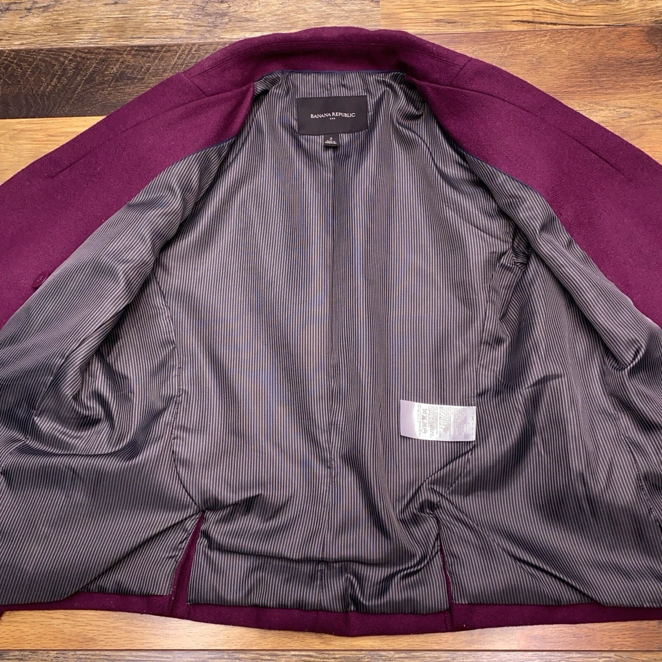 Blazer Banana Republic Doble Pecho Mujer 2 Lana Borgoña  Foto 3 de 4