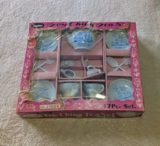 Vintage Jaymar Mini Porcelain Tea Set 17pc Blue China Toy Set w/ Box