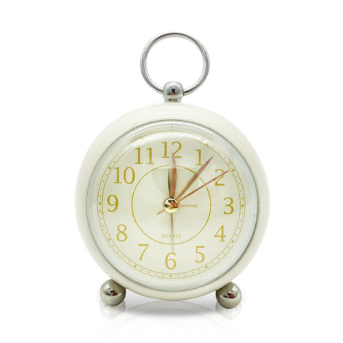 Vintage Small Alarm Clock with Night Light, Beige, Silent Quartz Movement, No...