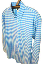 MIZZEN  MAIN Performance Button Up Shirt Leeward Mens XL Trim Plaid Wrinkle Res