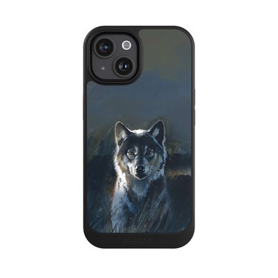Hülle für Apple iPhone 15  Handyhülle NIVOcore Case Schwarz Malerei Natur Wolf