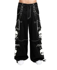 Tripp NYC Hose - Super Skull White Skull Ketten Nieten Riemen Gothic Alternative