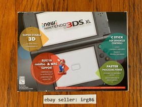 Nintendo New 3DS XL black console system complete in box protector US model