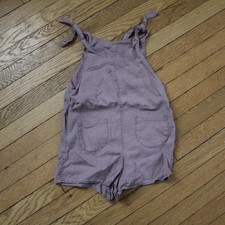 Mabo Kids Girls 4/5 Dusty Purple 100% Linen Romper Shorts Shoulder Ties