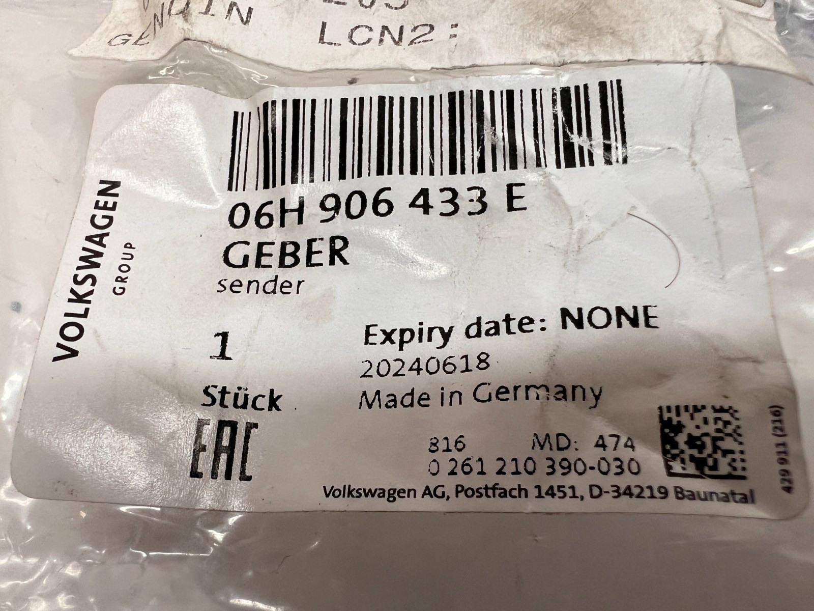 LAMBORGHINI AVENTADOR LP770 SVJ IMPULSE SENDER CRANKSHAFT SENSOR OEM 06H906433D