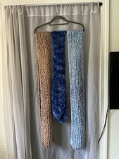 Set of Three Knitted Scarves - Blue and Brownish pink