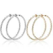 HAISWET 60MM Stainless Steel Big Clip On Hoop 60 millimeters, Silver, Gold