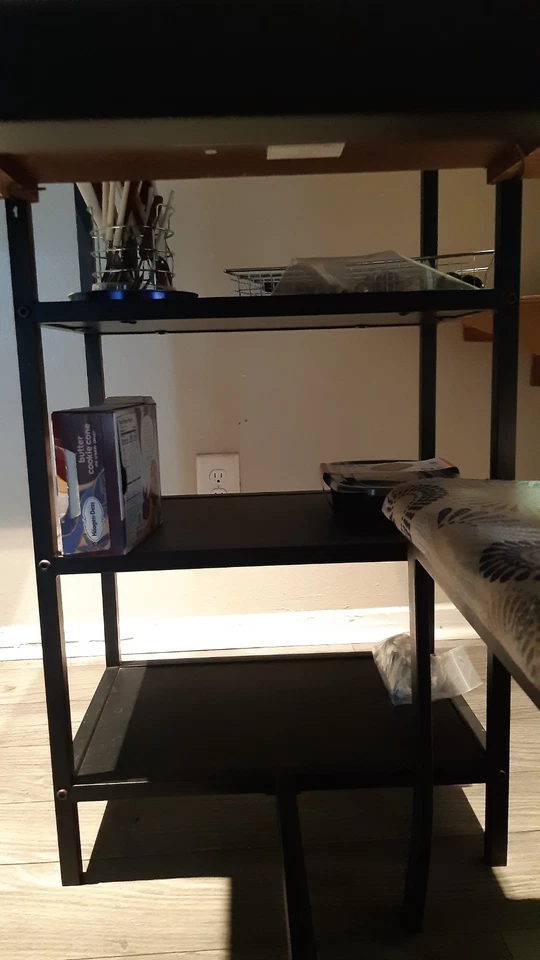 Dining table with storage shelves - Image 4 of 4