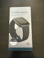 Fitbit Versa 2 Smartwatch Black FB507 w/ Box Bands Charger Tested Works