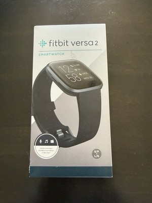 Fitbit Versa 2 Smartwatch Black FB507 w/ Box Bands Charger Tested Works