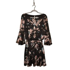 VINCE CAMUTO $148 Bell Sleeve Floral Burnout Mini Fit & Flare Dress Size 10