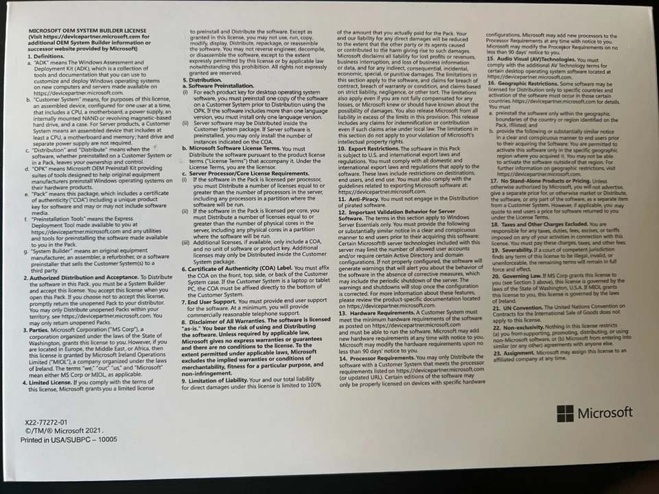 Win Home 10 64 Bit English INTL 1 PK DSP OEI DVD  Version 21H2-NEW SEALED - Image 3 of 3