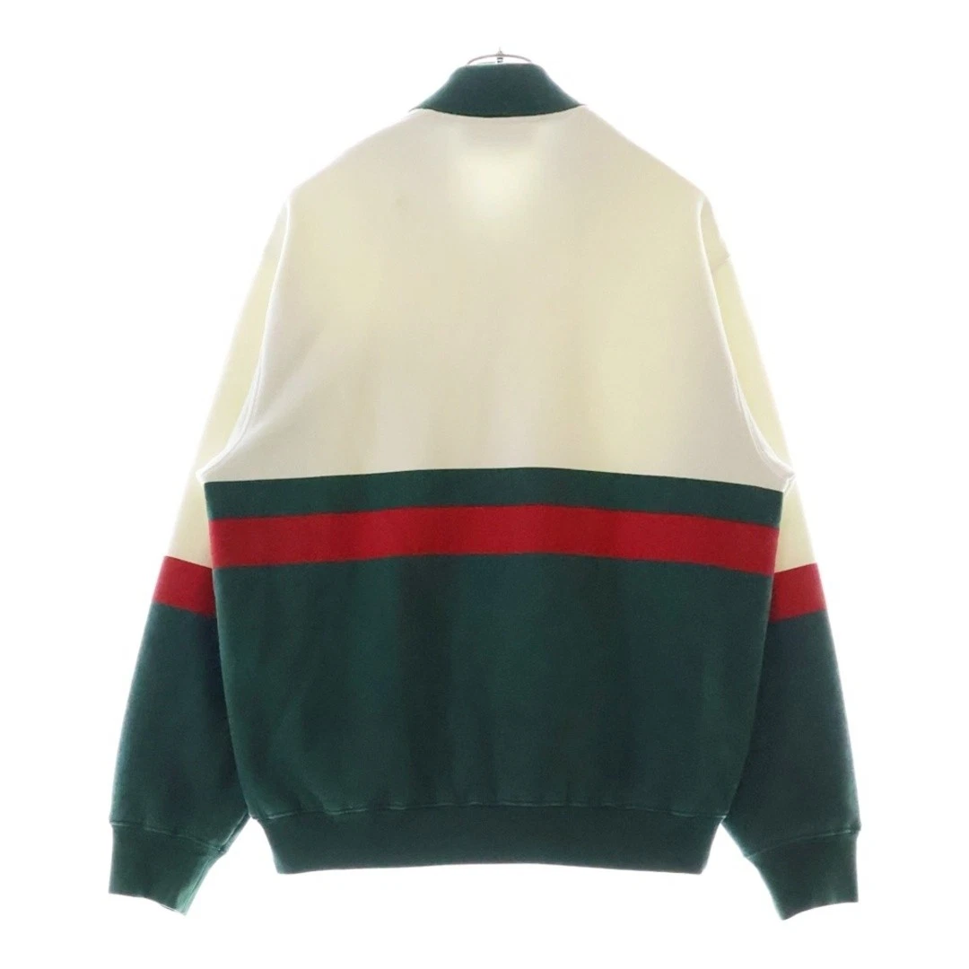 Felpa Gucci Sherry Line Horsebit GG logo placca zip verde bianco usata a3