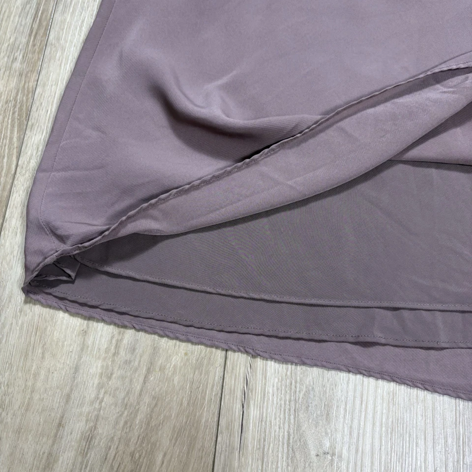 Saia maxi feminina Abercrombie & Fitch cetim forrada em marrom bronzeado fluido ~ Tamanho XLP - Imagem 3 de 4