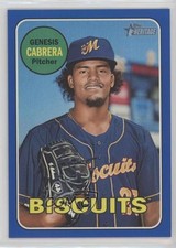 2018 Topps Heritage Minor League Edition Blue 72/99 Genesis Cabrera #28 ni4