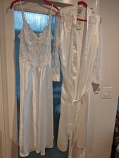 Vintage Jonquil Bridal Peignoir/Robe Nightgown Set Size XL White Lace