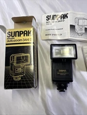 Vintage Sunpak Autozoom 344 D Flash Thyristor Minolta Cameras Box Manual Parts