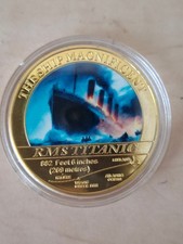 Gedenk Medaille RMS Titanic Schifffahrt Katastrophe 1912 Souvenir Gold M&uuml;nze