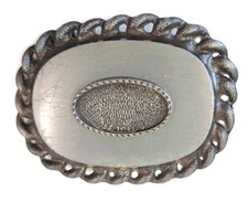 Vintage Metal Belt Buckle Oval Chain Border 3 x 2.25" Biker Western