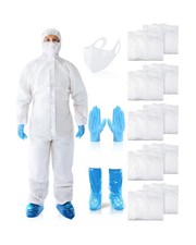 Shyyween 10 Set Hazmat Suits Disposable Protective Paint Coverall Suit with S...