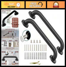 16" Matte Black Wall Mount Grab Bar - 2 Pack Shower Handrail for Safety Suppor