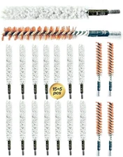 20 Pack Bore Brush/Bore Mop Kit,Gun Cleaning Brush for .30 Cal 