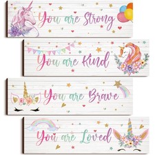 Yulejo Unicorn Wall Decor Girls Rainbow Art 12 x 3.5 inches, Cute Style